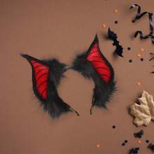 ¡Destaque este Halloween con nuestro accesorio para el cabello con diadema con orejas de murciélago espeluznante en rojo, negro o gris claro - Negro - Ver 4