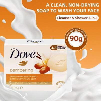  1 Bar 90g Dove Soap With Shea Butter, Deep Nourishing & Repairing Barrier, Softening, Moisturizing, Strengthening Skin Barrier, Improving Rough & Cracked Skin, Nourishing Body Soap, Suitable For Dry & Sensitive Skin In Autumn/Winter