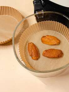 50/100pcs High Quality Air Fryer Parchment Paper - Thick, Non-Stick, Suitable For 2-8L Air Fryers - Essential Kitchen & Dining Accessory For Frying, Baking And Microwaving, Practical Air Fryer Liners, Ideal For Baking Cakes