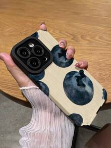 1 pieza Funda de teléfono suave y protectora de piel sintética con patrón retro de arándanos y rayas verticales, compatible con Apple 15/15 PLUS/15 PRO/15 PRO MAX, resistente al agua, a los golpes y a los arañazos - Multicolor - Ver 5