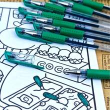 European Standard Pens Of Green/Purple Special Colors Gel Pen -0.5mm Tip, Smooth Writing, Green Ink, Durable Ink - Perfect Office Supplies/School Supplies