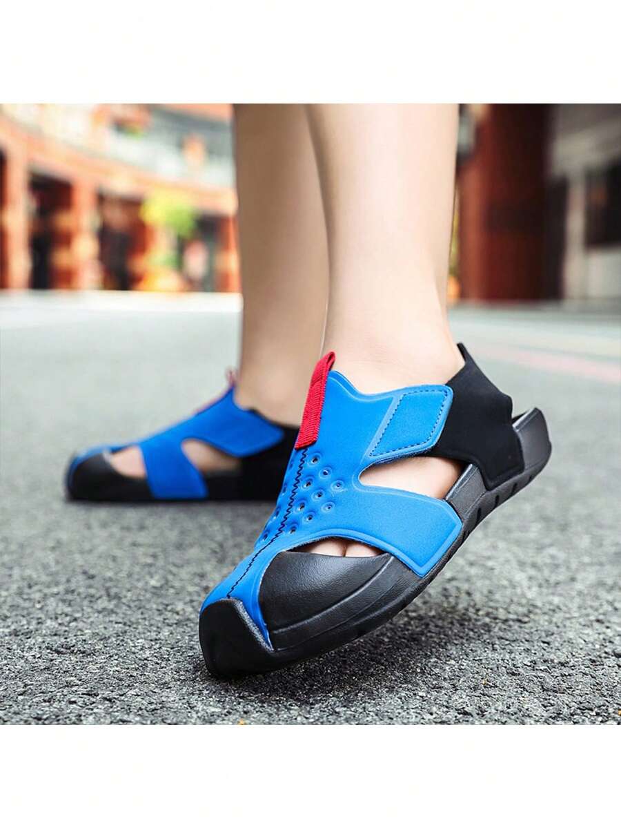 儿童夏季新款运动沙滩凉鞋防滑镂空透气幼儿鞋 - 藍色 - 查看 1