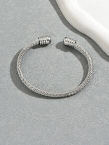 1pc Elastic Stainless Steel Men's Bracelet - Silver - View 2