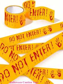 Decoraciones de Halloween, Cinta de precaución de 3 pulgadas x 90 pies, decoraciones de fiesta de Halloween para interiores para casas embrujadas, fiestas, puertas, áreas de peligro (3 piezas)