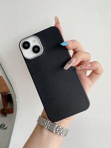 极简时尚白色、灰色、黑色仿皮纹理手机壳，防指纹、防水、防汗，超薄柔软触感，手机保护套，兼容三星 17 Pro Max、13/14/15/16/16 Plus/16 Pro Max - 黑色 - 查看 4