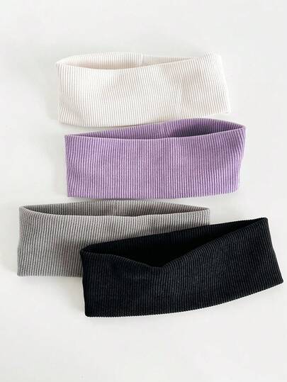 1/3/4 قطعة شريط رأس بألوان سادة رياضية، إكسسوارات شعر صيفية لاستخدام يومي وفي المنزل، شريط رأس للشاطئ والعطلات، شريط امتصاص العرق