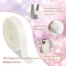 12-1 jardowa samoprzylepna wstążka z kryształkami i diamentami do samodzielnego wykonania, dekoracji samochodowych i telefonów