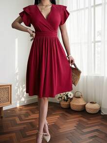 Women Midi Dresses - Red - View 4