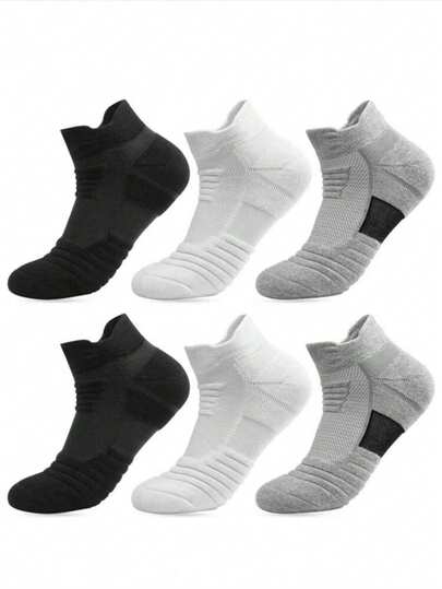 1/3/6 đôi tất cổ cao thể thao dày dành cho nam, thấm hút mồ hôi khi chơi tennis, cầu lông, chạy bộ, bóng rổ