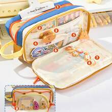 1pc Corduroy Pencil Case,Large Capacity Soft Zippered Pencil Pouch Makeup Bag, School Office Acsesories Desktop Stationery Storage Bag, School Supplies Pencil Case Creative Gift For Thanksgiving, Christmas, Birthday Halloween Decoration Back To School - Multicolor - View 4