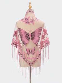 1pc Floral Burnout Scarf, Lace Scarf, Printed Neckerchief, Basic Solid Color Burnout Scarf, Y2K Style