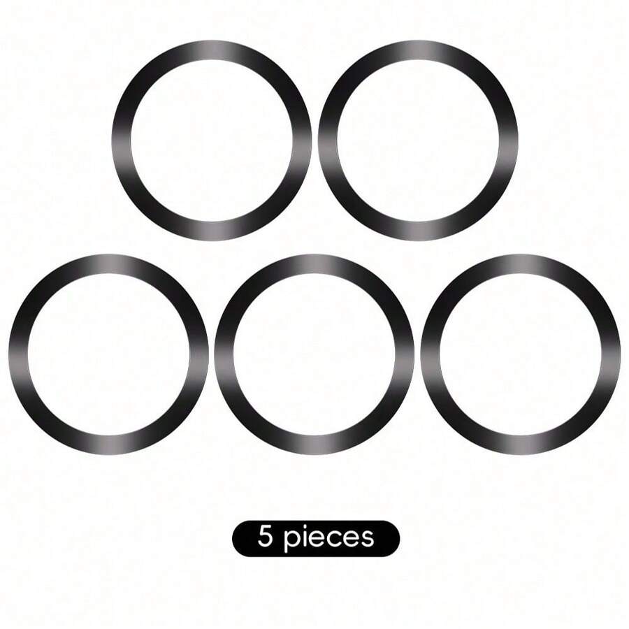 5 Packs Upgrade Smooth Rings For Magnetic Wireless Charger For 15 14 Pro Max 13 12 11 Mini Metal Iron Plate Sticker Magnet Car Phone Holder Plate Install Outside Of For Case - Black - View 1