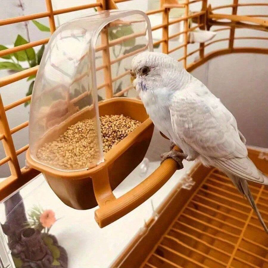 鸟笼喂食器鹦鹉鸟水挂碗透明食盆带支架长尾小鹦鹉喂食盒塑料容器鸟类用品 - 彩色 - 查看 1