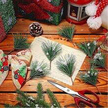 10/20/30pcs Simulated Pine Branches Paired With Realistic Pine Cones And Red Berry Evergreen Cedar Branches, Maintenance Free, Suitable For Christmas Trees, Wreaths, Decorative Wreaths, And Table Centerpieces - Christmas And Holiday Home Decor - Durable Plastic Material, Natural Appearance Design, Imitation Cedar Effect - Green - View 4