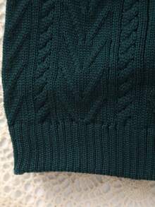 Boys' Collegiate Style Solid Color Cable Knit Sweater Vest - Dark Green - View 6