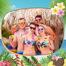 55 Pcs Artificial Hawaiian Flower Wreath Necklace, Hawaiian Theme Party Garland For Summer Beach Party, Wedding, Birthday Decorations Supplies,For Holiday Wedding Beach Birthday Decorations Party Supplies Wreaths Headbands Holiday Wedding Beach Birthday Decorations (Random Color)