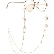 1pc Metal Pearl Scallop Starfish Eyeglasses Chain, Suitable For Women's Travel & Holiday Sunglasses Decorative Chain, Stainless Steel Jewelry - Gold - View 11