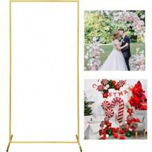1pc Metal Arch Backdrop Stand, Gold Wedding Arch Stand, Birthday Party Ceremony Square Rectangular Frame, Indoor Outdoor Celebration Decor