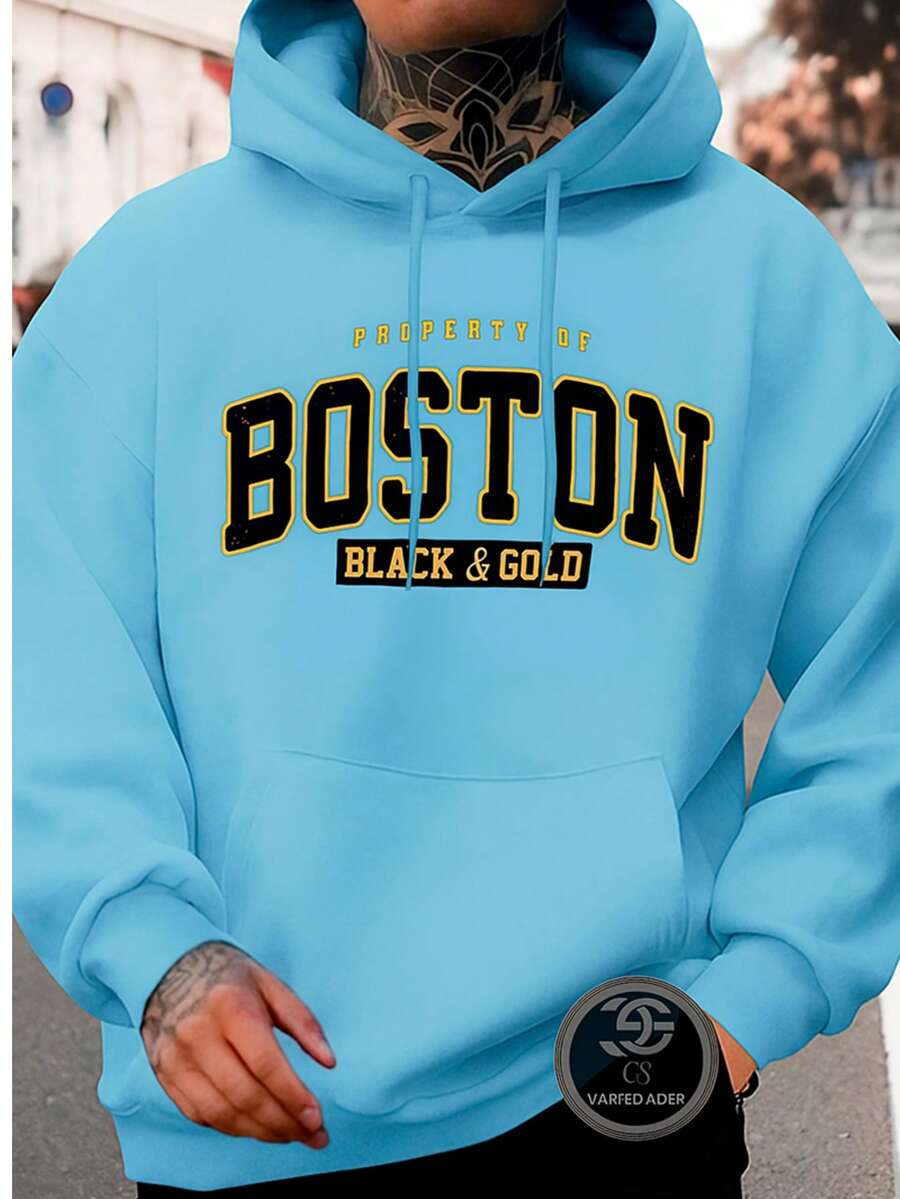 Boston Sweatshirt Cold Weather Jacket Printed Jacket Various Colors Premium Line Immediate Shipping - Baby Blue - View 1