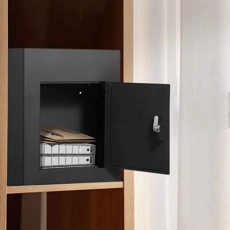 Through The Wall Drop Box, Heavy Duty Steel Through The Wall Mailbox With 2.8-7.9" 13" Combination Lock, 13x7x17" Mail Drop Box, Black