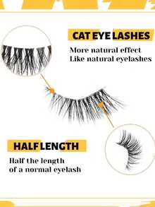 10 cặp mi giả dạng dải trong suốt, dài vừa phải, kiểu mắt mèo 3D, mi giả ngắn mềm mại như lông chồn, thích hợp cho khóe mắt ngoài, tạo vẻ trang điểm tự nhiên. - Mi tự nhiên - Xem 5