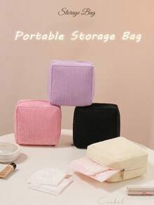 New Square Cosmetic Bag, Portable Compact Pouch, Sanitary Pad/Tampon Holder, Lipstick Case, Coin Purse, Touch Up Makeup Bag,Pouch,Makeup Pouch,Travel Essential - Multicolor - View 1