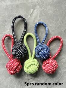 Juguete masticable trenzado de cuerda de algodón de color aleatorio, juguete interactivo para la limpieza de dientes adecuado para perros medianos y pequeños