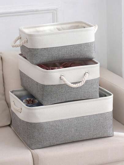 سلة تخزين زخرفية قطعة واحدة، صندوق تخزين بالجملة، حاوية تخزين مع مقبض للملابس والألعاب والكتب والأشياء المتنوعة، للغرفة والمعيشة والمكتب والسكن الجامعي، لتنظيم وتخزين المنزل، ديكور الغرفة، ديكور المنزل