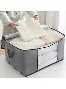 Classic Style Canvas Storage Box With Zipper - Multipurpose Non-Waterproof Rectangle Organizer For Clothes And Accessories, Under-Bed Storage - Multicolor - View 1