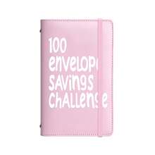 100 Days To Save Loose-Leaf Notebook And Unlimited Writing Pencils, Challenge Coin Envelope Budgeting Booklet, Challenge Yourself To Save $5, 050in 100 Days, Develop A Good Habit, Cash Saving Challenge Journal - 100-day Lacing Style Pink - View 10