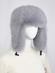 1pc Thick Faux Fox Fur Trapper Hat, Hat And Scarf Set Suitable For Autumn/Winter Outdoor Activities, Warm & Versatile For Hiking, Skiing, Cycling And Daily Wear, Retro Acrylic Bucket Hat, Fleece Lined Aviator Hat, Halloween Gift