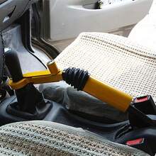 Cerradura de volante universal para coche con bloqueo de freno de mano ajustable y  antirrobo incorporada para protección máxima del vehículo y candado de palanca de cambios - Amarillo - Ver 4
