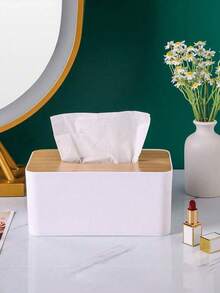 1 Hộp đựng khăn giấy đơn giản, không có khe, làm từ tre và gỗ, hộp đựng khăn giấy sang trọng hình chữ nhật, có màu đen và trắng. - màu đen - Xem 4