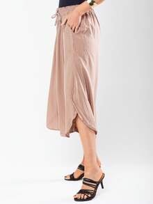 JIN SER Pentacurt Viscose Skirt Has Pocket - Khaki - View 5