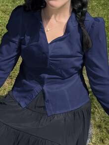 Sunny Girly Fall Women Clothes Y2K Back To School College Style Pleated Design All White Long Sleeve Shirt Top