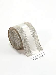 1Roll Christmas Wired Ribbon Champagne Themed Ribbon With Snowflake Merry Christmas Golden Glitter Xmas Ribbon 2.2yards For Christmas Tree Wreath Garland Decor Supplies Holiday Gift Wrapping Home Party Decorations Home Decor Christmas Decorations Room Decor Winter