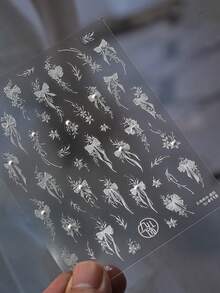 5D 自黏蝴蝶結美甲貼紙，含水鑽水晶，蝴蝶結美甲貼紙，適合女性與女孩美甲設計，女性美甲 DIY 貼紙 - 彩色 - 查看 4