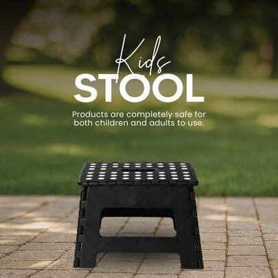 Folding Step Stool 22.8 Cm Height [ EXPRESS DELIVERY ] – Heavy-Duty Portable Foldable Stool For Kids & Adults With Textured Anti-Slip Surface, Integrated Carry Handle, 150 Kg Load Capacity, Space-Saving Design (Pack Of 1)