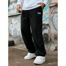 Men's Solid Color Casual Everyday Trousers Men's Streetwear Pants, Boy Friend Gifts, Back To School - 黑色 - 查看 5