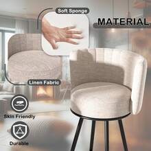 Bar Stools Set Of 2, 27" Tufted Modern Counter Height Bar Stools, Upholstered Barstools With Back & Footrest Metal Legs, Stools For Kitchen Island, Counter, Cafes, Dining Room (Beige) - Màu be - Xem 3