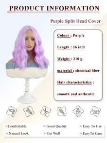 16 Inch Color Purple Bob Wigs For Women Curly Wavy Wigs No Bangs Short Heat Resistant Synthetic Wigs For Party Costume Daily Wear Colorful Wigs Coachella Music HOTSALES Halloween - 紫色 - 查看 4
