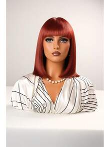 Heat Resistant Chemical Fiber Wigs Daily Wear Women Wigs Sweet Cute Wigs Prom Party Wigs Natural Hair - 酒紅色 - 查看 4