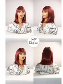 Heat Resistant Chemical Fiber Wigs Daily Wear Women Wigs Sweet Cute Wigs Prom Party Wigs Natural Hair - 酒紅色 - 查看 5