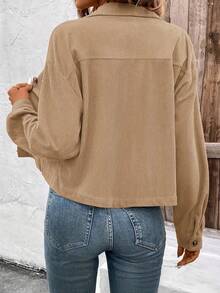 2025 Autumn/Winter Korean-Style Warm And Fashionable Coat, Corduroy Coat That Is Versatile And Suitable For Daily Wear, Elegant Appearance - Màu be - Xem 3