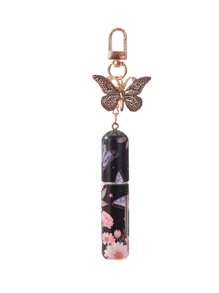 1/2pcs水晶蝴蝶吊坠香水分装瓶，带钥匙扣花蝴蝶印花图案化妆品瓶，女包挂件，底部灌装香水分装工具，送给家人和朋友的生日礼物，节日礼物，适合旅行便携5ml