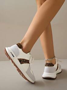 ZKBBO Women's Casual Sports Shoes, PU Leather, Flat, Lightweight, Comfortable Running Shoes, White Sneakers - Multicolor - View 6