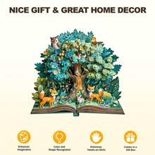 森林故事 - 木制拼图，不对称形状拼图玩具，独特的派对游戏礼物，不对称动物形状木制拼图，装饰艺术画，桌面魔术拼图，独特的儿童益智拼图，节日礼物，适合儿童，圣诞礼物，返校礼物，生日礼物 - 彩色 - 查看 8