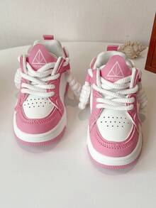 1 Paio di scarpe sportive casual e alla moda per bambini, tomaia in pelle sintetica con patchwork, morbide, confortevoli, leggere, chiusura a scivolo facile, adatte per interni, esterni, gioco, sport e altre occasioni