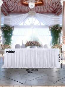 4pcs/1pc Pleated Solid Color Tableskirt, Suitable For Rectangular, Square, Round Tables, Ruffled Tablecloth, Wrinkle-Resistant And Easy To Clean, Applicable For Birthday Cake Table Decor, Banquet And Wedding Party, Bridal Shower, Various Party Celebrations