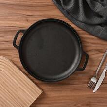 Multi-Function Cast Iron Non-Stick Griddle Cast Iron Pot , 28cm/11in Wok Even Heat Distribution,Durable And Warp-Resistant,Rust-Proof,Oven Suitable For Pizza,BBQ,Camping,Perfect Gift For Housewarming And Kitchen Enthusiasts. - Black - View 6